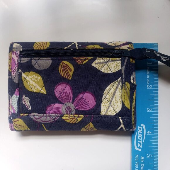 Vera Bradley Floral Wallet Navy Pink Flowers Quilted ID Card Holder Coin Purse - Picture 2 of 6